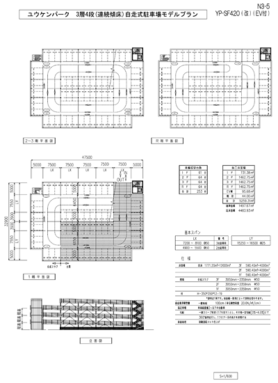 ユウケンパーク　3層4段自走式駐車場モデルプラン2
